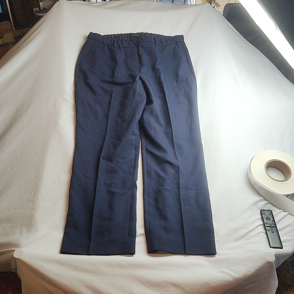 Talbots Cambridge Pant Trouser Navy Blue Elastic Waist Women's Size 16